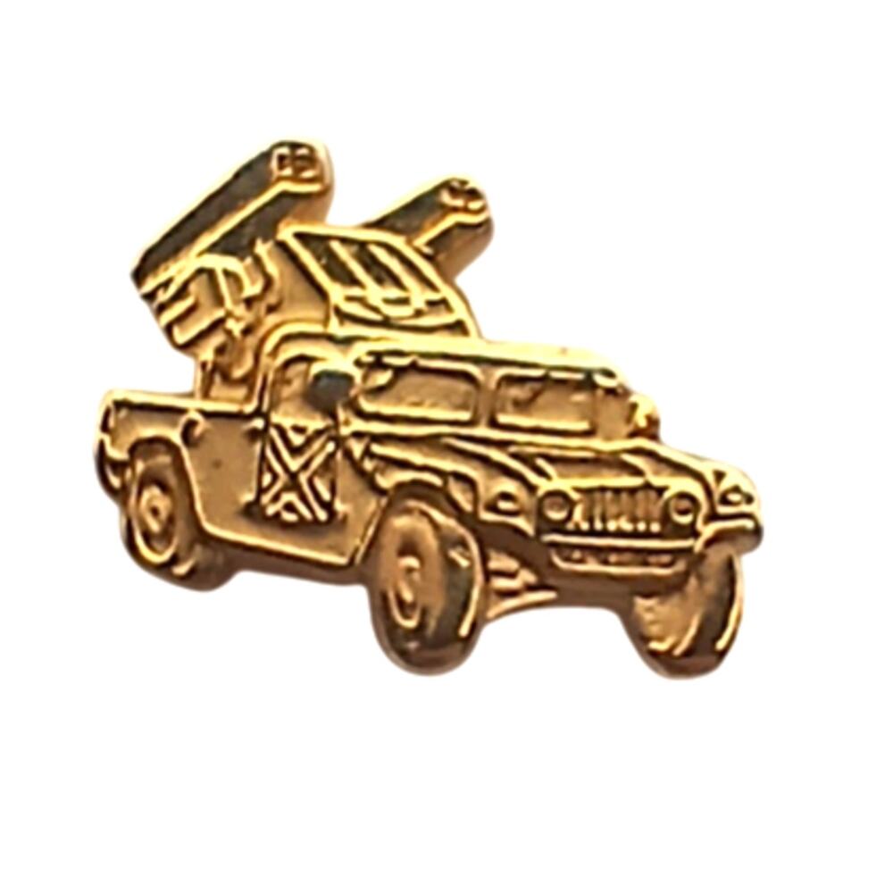 Military Humvee Rocket Launcher Hat Lapel Pin Gold Tone Hummer Army Collectible